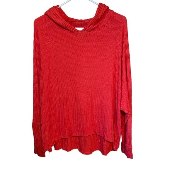 Chaser Women's Red Waffle Knit Hooded Pullover Size Small - Picture 1 of 6